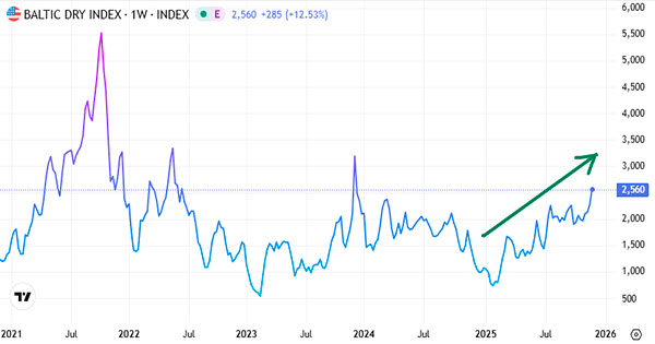 Baltic Dry Index Hits New 11-Month High After 12 Straight Days of Gains