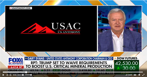 Генеральный директор компании United States Antimony на канале Fox Business
