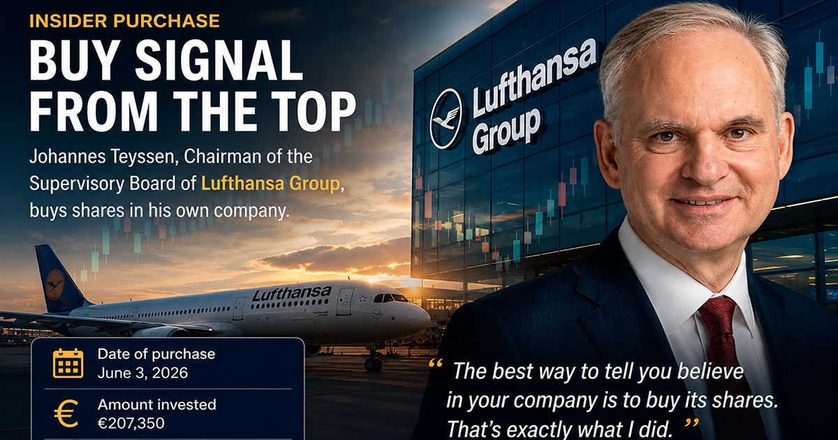 Johannes Teyssen, Chairman of the Supervisory Board of Lufthansa Group, Buys Shares in His Own Company